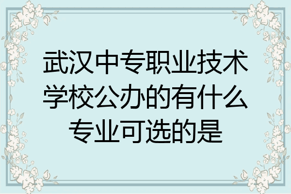 武汉中专职业技术学校公办的有什么专业可选的是