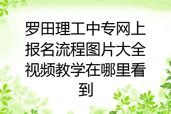罗田理工中专网上报名流程图片大全视频教学在哪里看到
