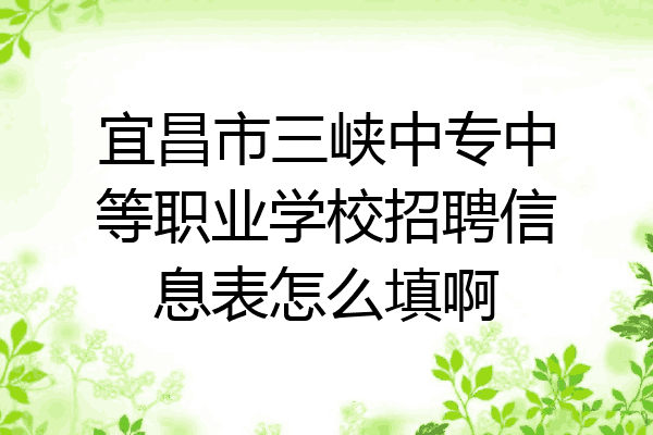 宜昌市三峡中专中等职业学校招聘信息表怎么填啊