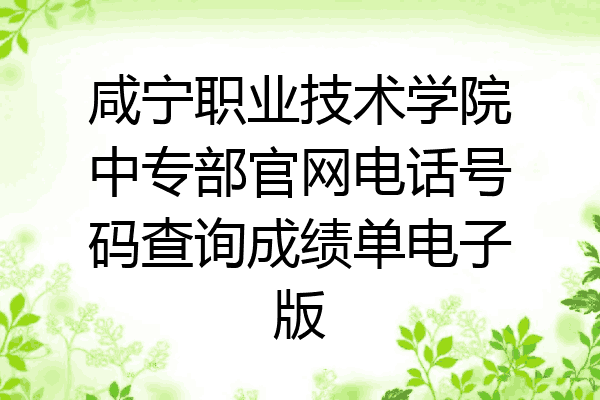 咸宁职业技术学院中专部官网电话号码查询成绩单电子版