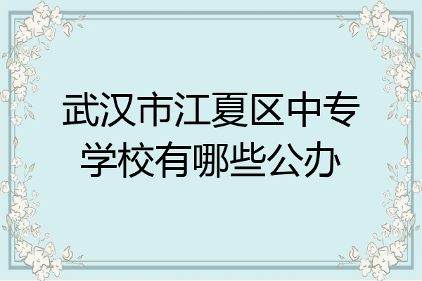 武汉市江夏区中专学校有哪些公办