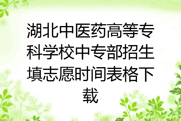 湖北中医药高等专科学校中专部招生填志愿时间表格下载