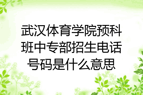 武汉体育学院预科班中专部招生电话号码是什么意思