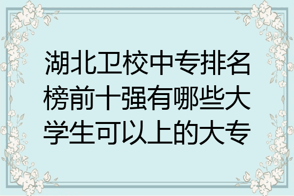 湖北卫校中专排名榜前十强有哪些大学生可以上的大专