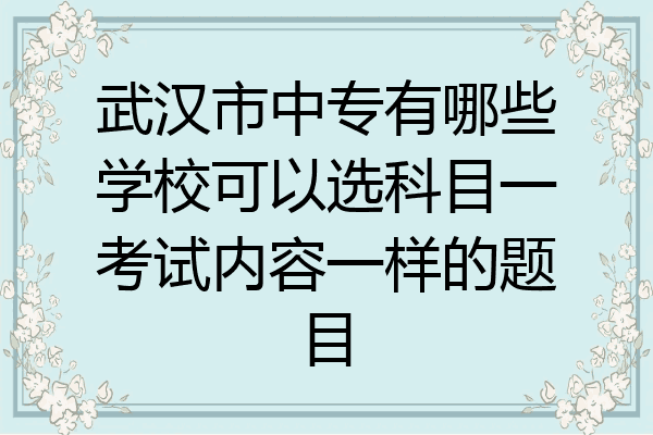 武汉市中专有哪些学校可以选科目一考试内容一样的题目