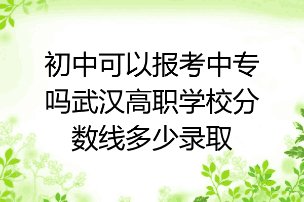 初中可以报考中专吗武汉高职学校分数线多少录取