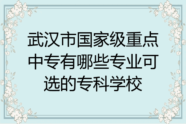 武汉市国家级重点中专有哪些专业可选的专科学校