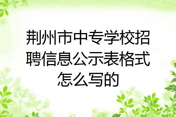 荆州市中专学校招聘信息公示表格式怎么写的