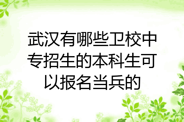 武汉有哪些卫校中专招生的本科生可以报名当兵的