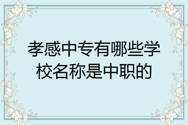 孝感中专有哪些学校名称是中职的