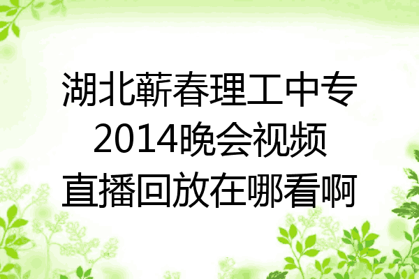 湖北蕲春理工中专2014晚会视频直播回放在哪看啊