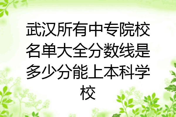 武汉所有中专院校名单大全分数线是多少分能上本科学校