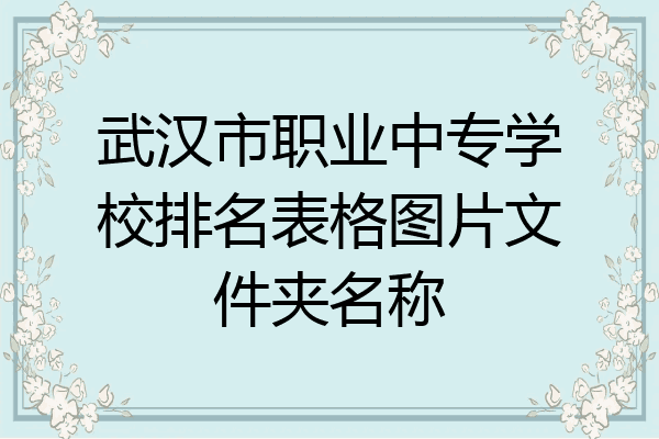 武汉市职业中专学校排名表格图片文件夹名称