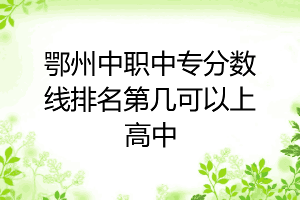 鄂州中职中专分数线排名第几可以上高中