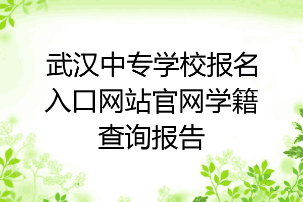 武汉中专学校报名入口网站官网学籍查询报告