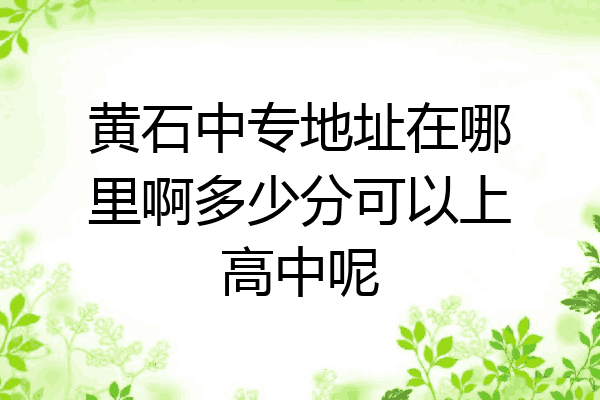 黄石中专地址在哪里啊多少分可以上高中呢