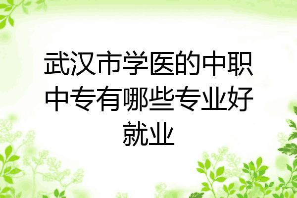 武汉市学医的中职中专有哪些专业好就业