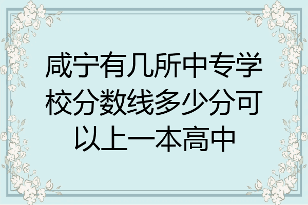 咸宁有几所中专学校分数线多少分可以上一本高中