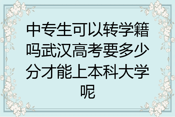 中专生可以转学籍吗武汉高考要多少分才能上本科大学呢