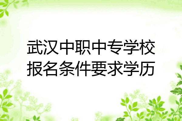 武汉中职中专学校报名条件要求学历