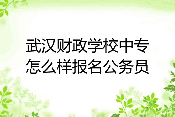 武汉财政学校中专怎么样报名公务员