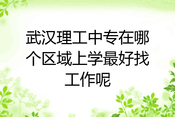 武汉理工中专在哪个区域上学最好找工作呢