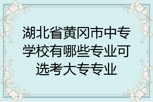 湖北省黄冈市中专学校有哪些专业可选考大专专业