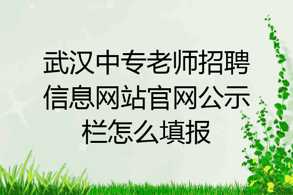 武汉中专老师招聘信息网站官网公示栏怎么填报
