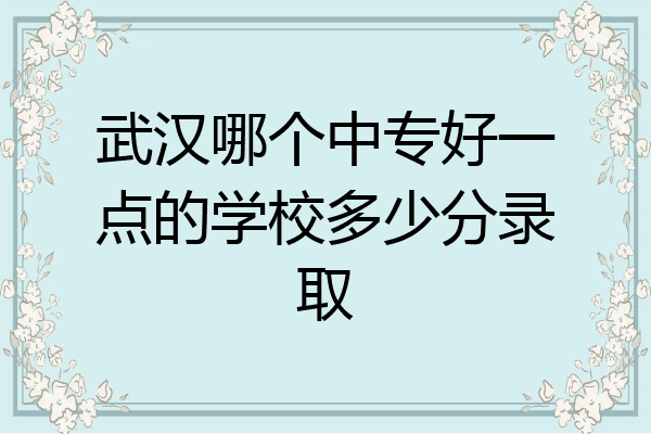 武汉哪个中专好一点的学校多少分录取