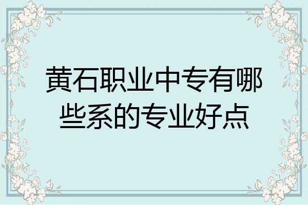 黄石职业中专有哪些系的专业好点