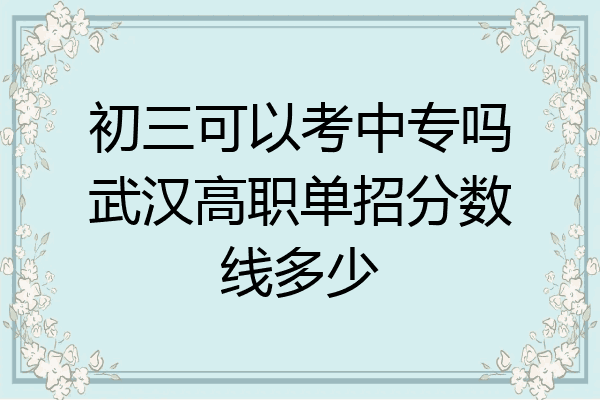 初三可以考中专吗武汉高职单招分数线多少