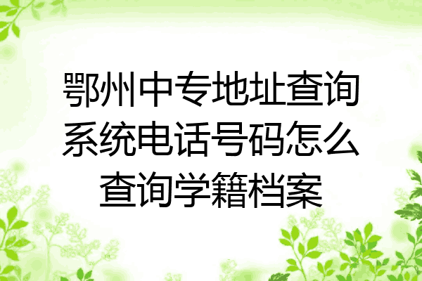 鄂州中专地址查询系统电话号码怎么查询学籍档案