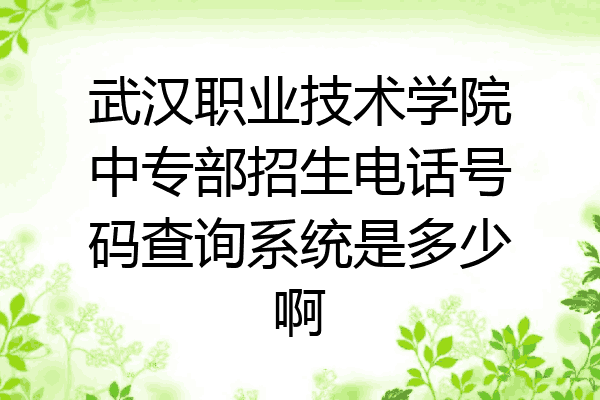 武汉职业技术学院中专部招生电话号码查询系统是多少啊