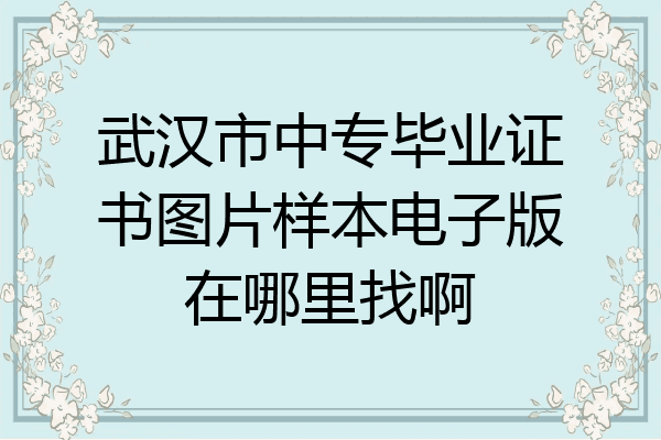 武汉市中专毕业证书图片样本电子版在哪里找啊
