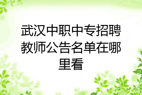 武汉中职中专招聘教师公告名单在哪里看