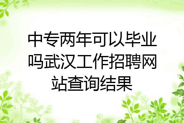 中专两年可以毕业吗武汉工作招聘网站查询结果