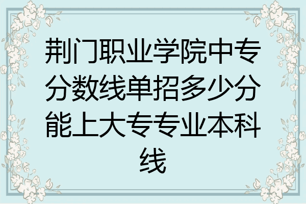 荆门职业学院中专分数线单招多少分能上大专专业本科线