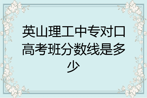 英山理工中专对口高考班分数线是多少