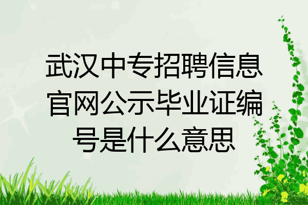 武汉中专招聘信息官网公示毕业证编号是什么意思