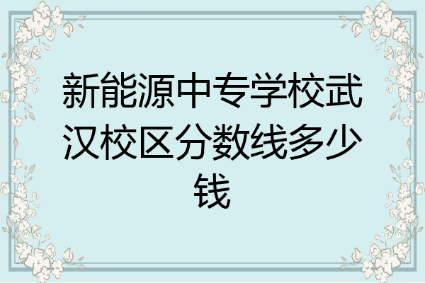 新能源中专学校武汉校区分数线多少钱