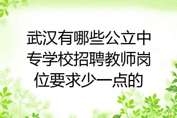 武汉有哪些公立中专学校招聘教师岗位要求少一点的