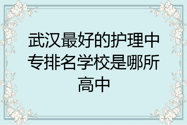 武汉最好的护理中专排名学校是哪所高中