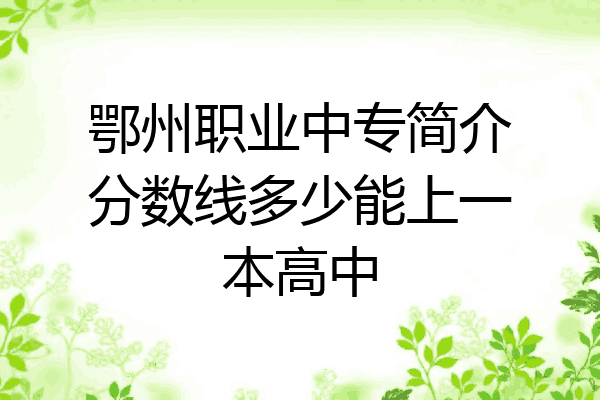 鄂州职业中专简介分数线多少能上一本高中