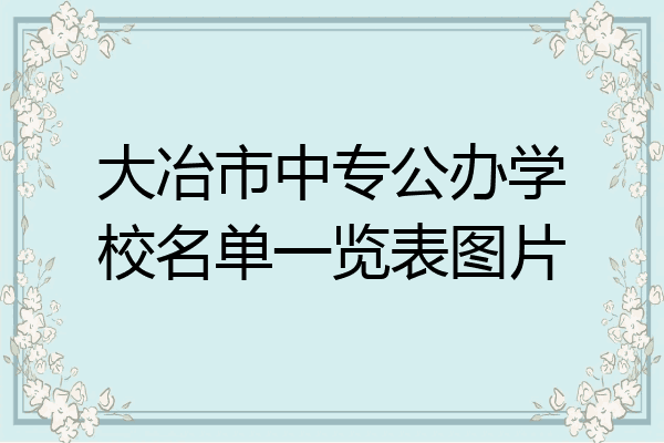 大冶市中专公办学校名单一览表图片