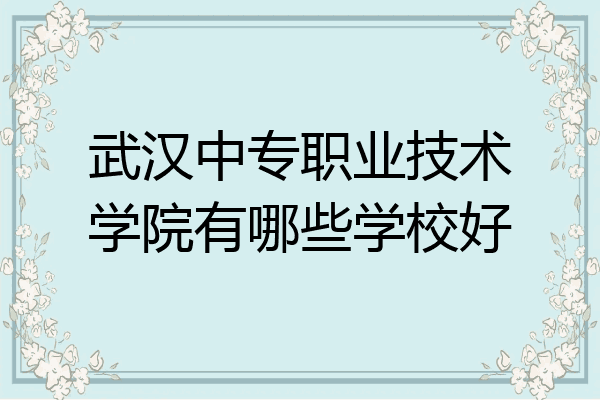 武汉中专职业技术学院有哪些学校好