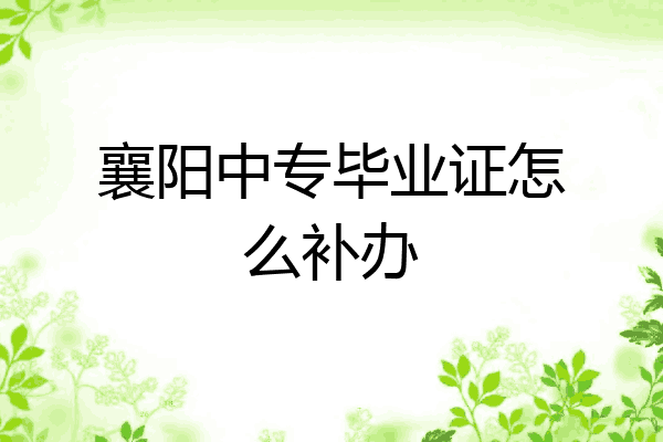 襄阳中专毕业证怎么补办