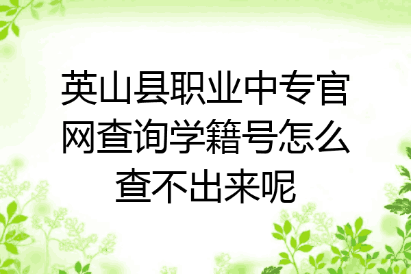 英山县职业中专官网查询学籍号怎么查不出来呢
