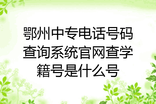 鄂州中专电话号码查询系统官网查学籍号是什么号