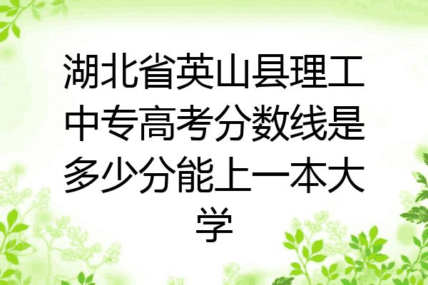 湖北省英山县理工中专高考分数线是多少分能上一本大学