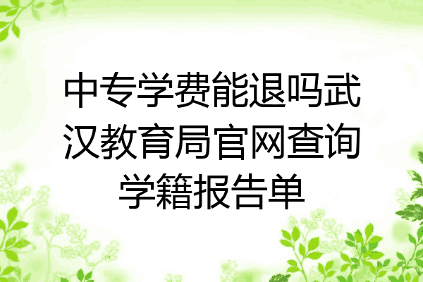中专学费能退吗武汉教育局官网查询学籍报告单